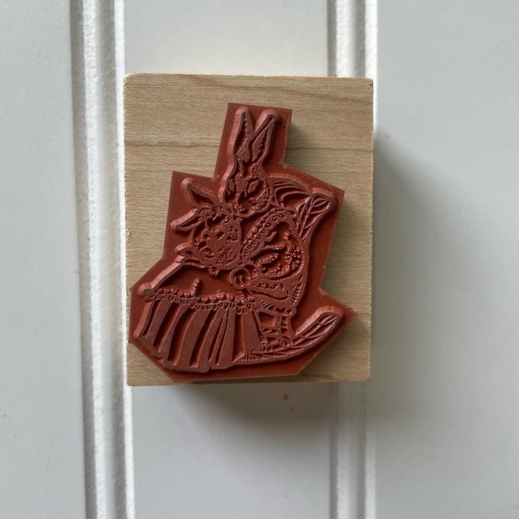 Vintage Wood Block Rubber Stamp Hamilton Arts Bunny Rabbit Rocking Chair Mom - Picture 4 of 6